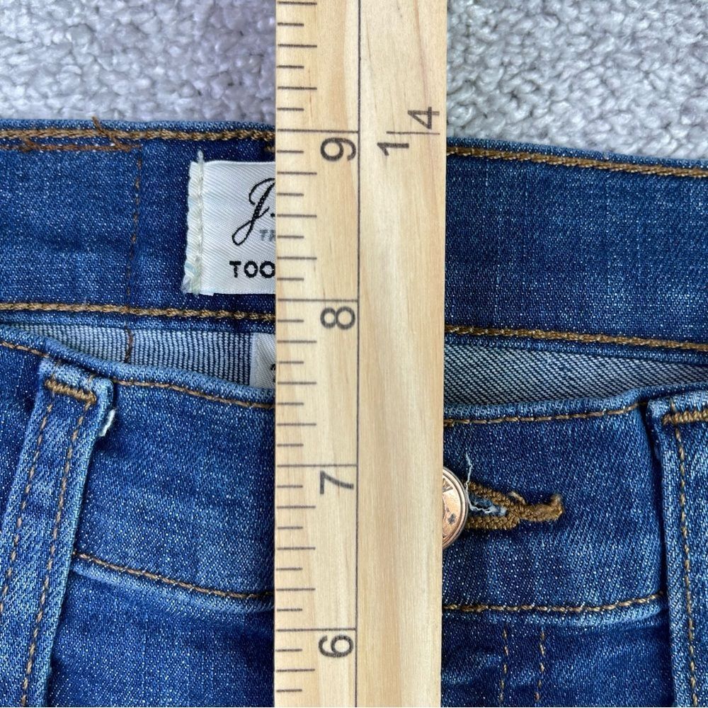 J. Crew Toothpick Jeans Women's 24 Blue  Skinny Low Rise Dark Denim Distressed - Picture 9 of 12